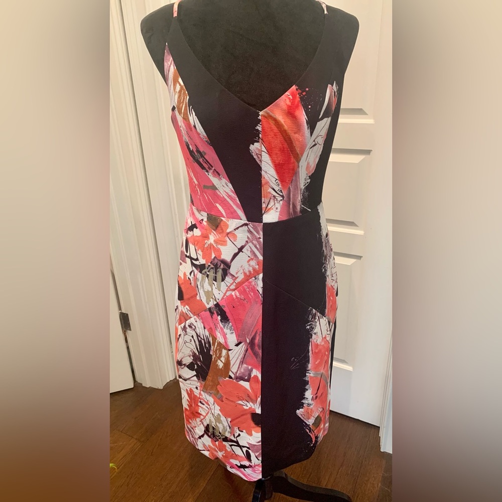 Black Halo color block sheath dress. Worn once.